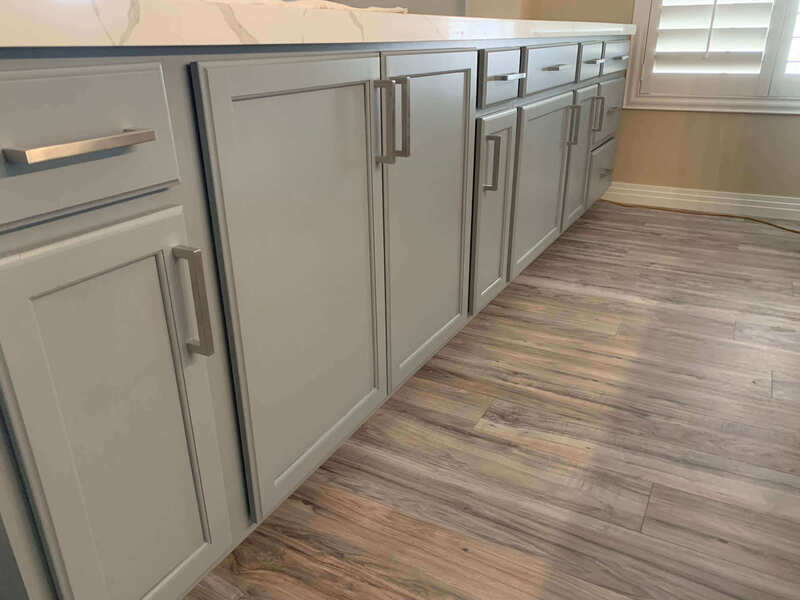 Kitchen cabinets and cupboards freshly spray painted by Nottingham Joinery